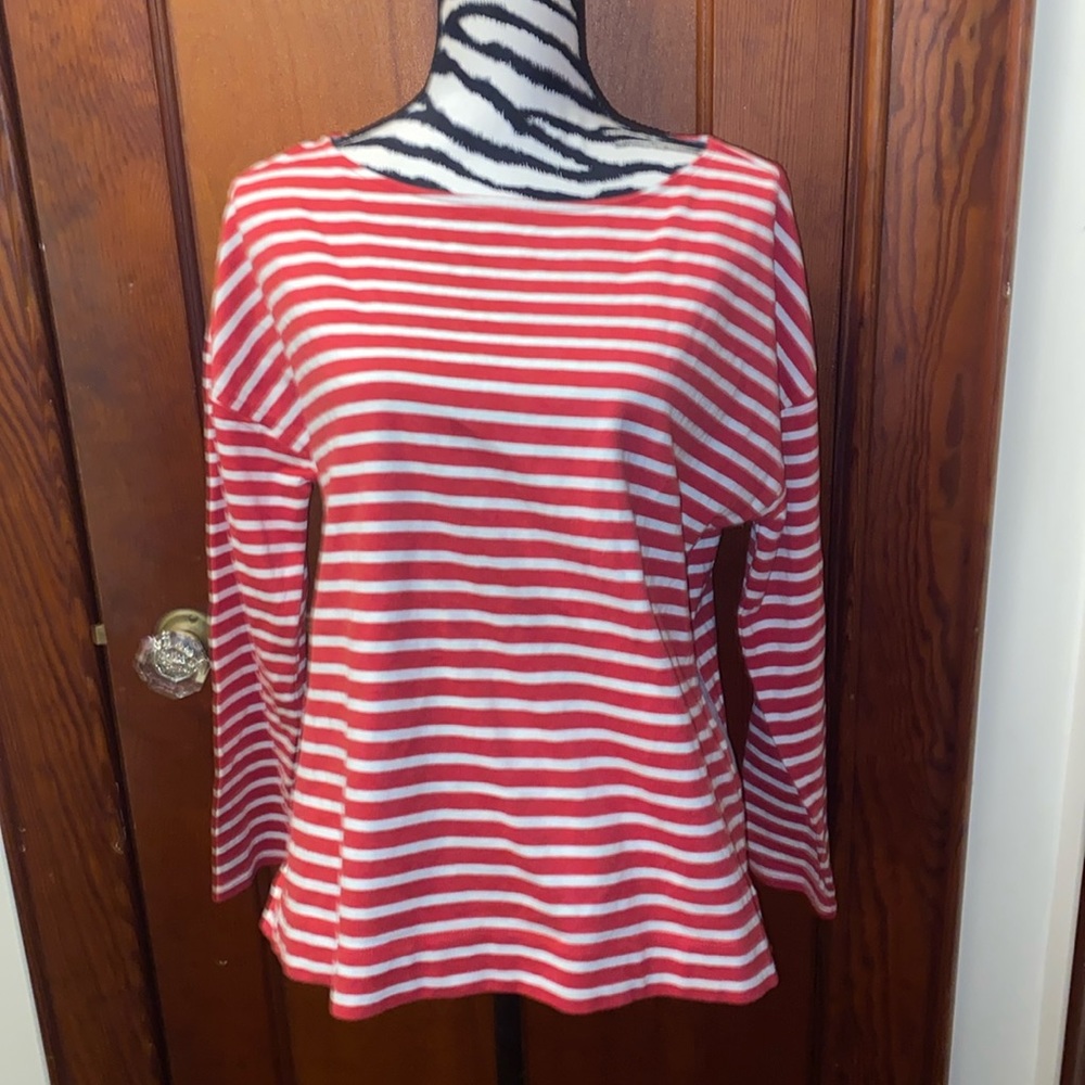 Vineyard Vines long sleeve, red and white striped shirt size large